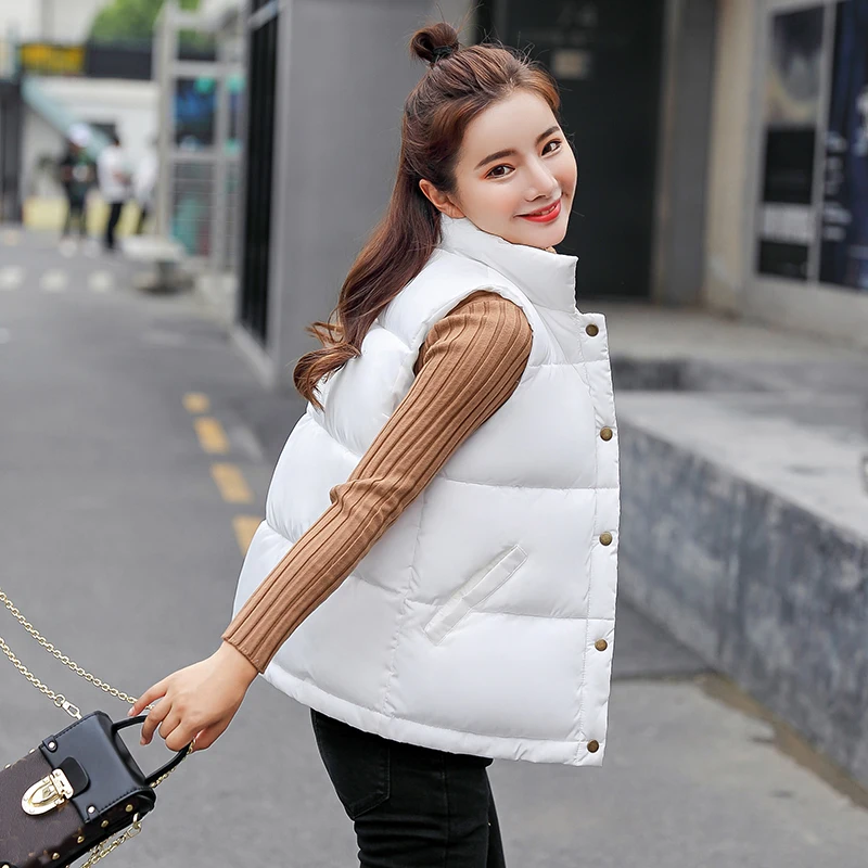 Spring Autumn Cotton Vest Women Shorts Loose Stand Collar Down Cotton Vest Coats Large Size Black Female Vest Jackets HK187
Spring Autumn Cotton Vest Women Shorts Loose Stand Collar Down Cotton Vest Coats Large Size Black Female Vest Jackets HK187