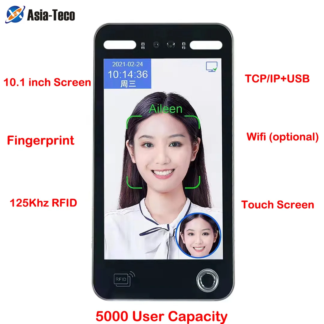 

10.1 Inch Touch Screen Biometric Terminal Fingerprint Face Recognition Access Control 125Khz RFID Card Time Attendance