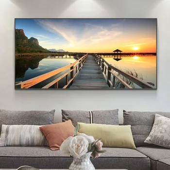 Sunsets Bridge Wooden Lake Landscape Posters and Prints Canvas Painting Cuadros Scandinavian Wall Art Picture for Living Room 
Sunsets Bridge Wooden Lake Landscape Posters and Prints Canvas Painting Cuadros Scandinavian Wall Art Picture for Living Room