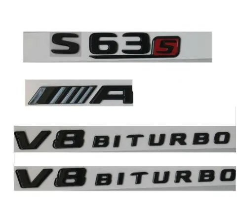 Gloss Black Letters FOR S63s AMG V8 BITURBO Emblems Badges for Mercedes W222 | Автомобили и мотоциклы
