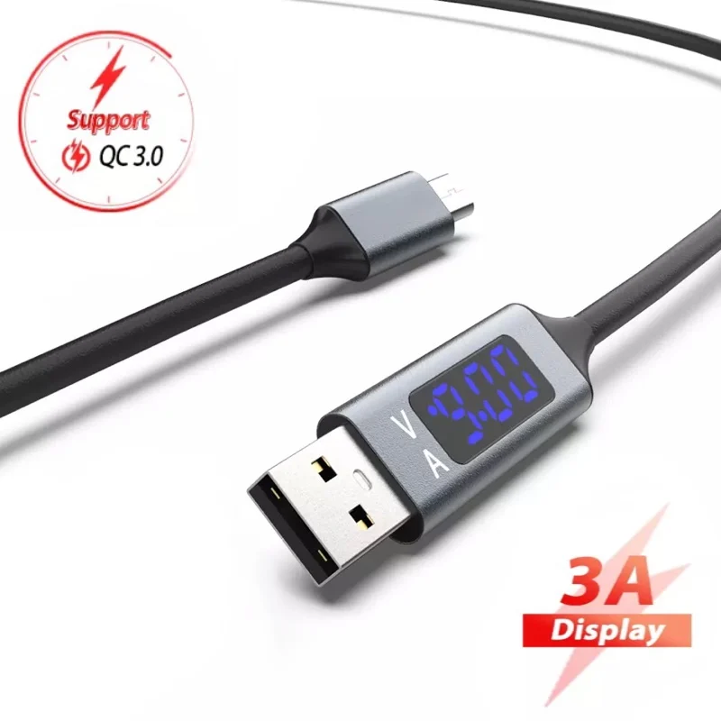 1m LCD Display USB Cable 3A Fast Charger Type C Charging Wire Micro USB Cable Cord For Samsung Huawei Xiaomi iPhone LG
1m LCD Display USB Cable 3A Fast Charger Type C Charging Wire Micro USB Cable Cord For Samsung Huawei Xiaomi iPhone LG