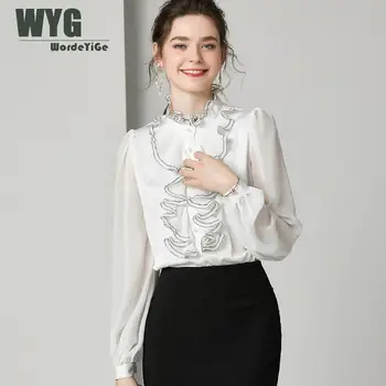 Paris Fashion Ruffles Blouses 2020 Autumn Pleat Frilled Long lantern Sleeve White Black Pink Elegant Chiffon Blouses Tops
Paris Fashion Ruffles Blouses 2020 Autumn Pleat Frilled Long lantern Sleeve White Black Pink Elegant Chiffon Blouses Tops