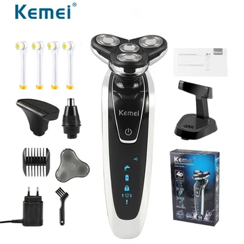 Kemei 4 blades electric shaver razor for beard hair nose trimmer LCD men electric toothbrush hair clipper with Rechargeable base
Kemei 4 blades electric shaver razor for beard hair nose trimmer LCD men electric toothbrush hair clipper with Rechargeable base