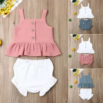 Summer Toddler Kids Baby Girls Clothes Ruffle Sleeveless Cropped Tank Top Shorts Party Outfit 1-6 Years 2020 Cotton Costume
Summer Toddler Kids Baby Girls Clothes Ruffle Sleeveless Cropped Tank Top Shorts Party Outfit 1-6 Years 2020 Cotton Costume