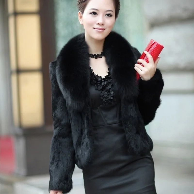 Плюшевое пальто с лацканами для женщин зимнее плотное короткое черное теплое
