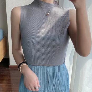 Korea stretch pleated Top Female Sleeveless high Collar 2020 summer japan fashion all-match Slim Temperament T ShirtA2IF
Korea stretch pleated Top Female Sleeveless high Collar 2020 summer japan fashion all-match Slim Temperament T ShirtA2IF
