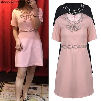 2020 Early G Heavy Industry Nail Beads And Diamonds Bow Short Sleeve Waist Slimming Dress Middle Skirt
2020 Early G Heavy Industry Nail Beads And Diamonds Bow Short Sleeve Waist Slimming Dress Middle Skirt