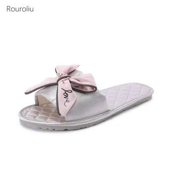 Rouroliu 2020 Women Flip Flops Satin Bow Slippers Open Toe Home Shoes Spring Autumn Non-Slip Slides
Rouroliu 2020 Women Flip Flops Satin Bow Slippers Open Toe Home Shoes Spring Autumn Non-Slip Slides