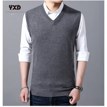 

Men clothes Autumn Winter New Warm Wool Men Sweaters V-Neck Sleeveless Sweater Vest Mens jumpes Pull Homme Jersey Hombre свитер