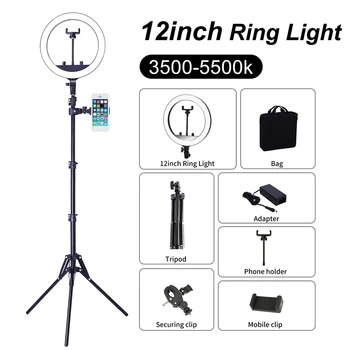 12“ Photography Selfie Ring Light With Stand Live Video Ring Lampe Webcast Youtube Video 3500-5500K Makeup Lampe
12“ Photography Selfie Ring Light With Stand Live Video Ring Lampe Webcast Youtube Video 3500-5500K Makeup Lampe