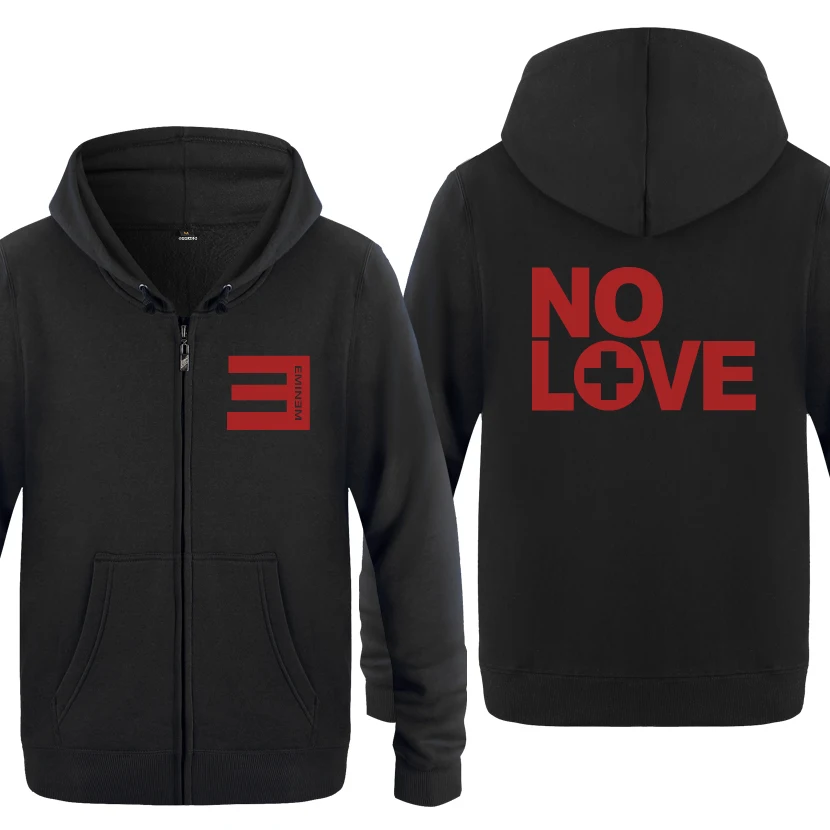 Мужской флисовый кардиган Eminem NO LOVE Rock толстовки рэп мужской с капюшоном на молнии