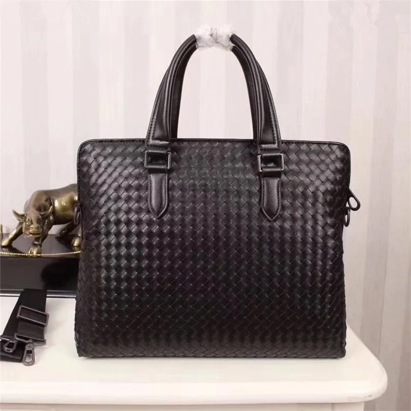 

Leather woven men's and women's general handbag casual briefcase fashion computer bag business trip leather shoulder bag satchel