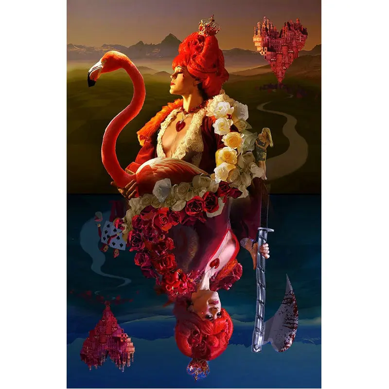 5D DIY Diamond Painting Flamingo and red rose Full Square Rhinestone Embroidery Religious woman Beadwork Decor Home Gift | Дом и сад
