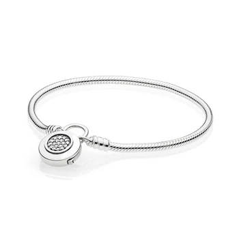 NEW 100% 925 Sterling Silver Original Classic Logo Charm Lock Basic MOMENTS SMOOTH BRACELET WITH SIGNATURE PADLOCK DIY Bead
NEW 100% 925 Sterling Silver Original Classic Logo Charm Lock Basic MOMENTS SMOOTH BRACELET WITH SIGNATURE PADLOCK DIY Bead