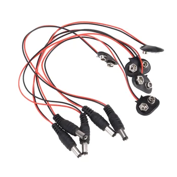 5 Pcs 9 V Battery Connector Cable Clip with 5.5 x 2.1 mm Male DC Power Plug T Type Compatible for Arduino 
5 Pcs 9 V Battery Connector Cable Clip with 5.5 x 2.1 mm Male DC Power Plug T Type Compatible for Arduino