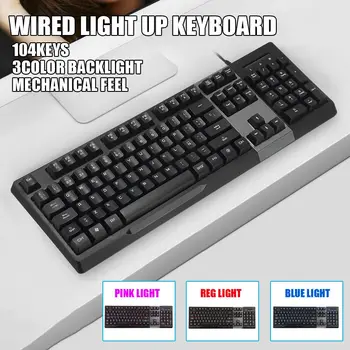 104keys Wired Light Up keyboard 3Color Backlight Mechanical Feel 12 Multimedia Function Buttons Gaming Office Household
104keys Wired Light Up keyboard 3Color Backlight Mechanical Feel 12 Multimedia Function Buttons Gaming Office Household