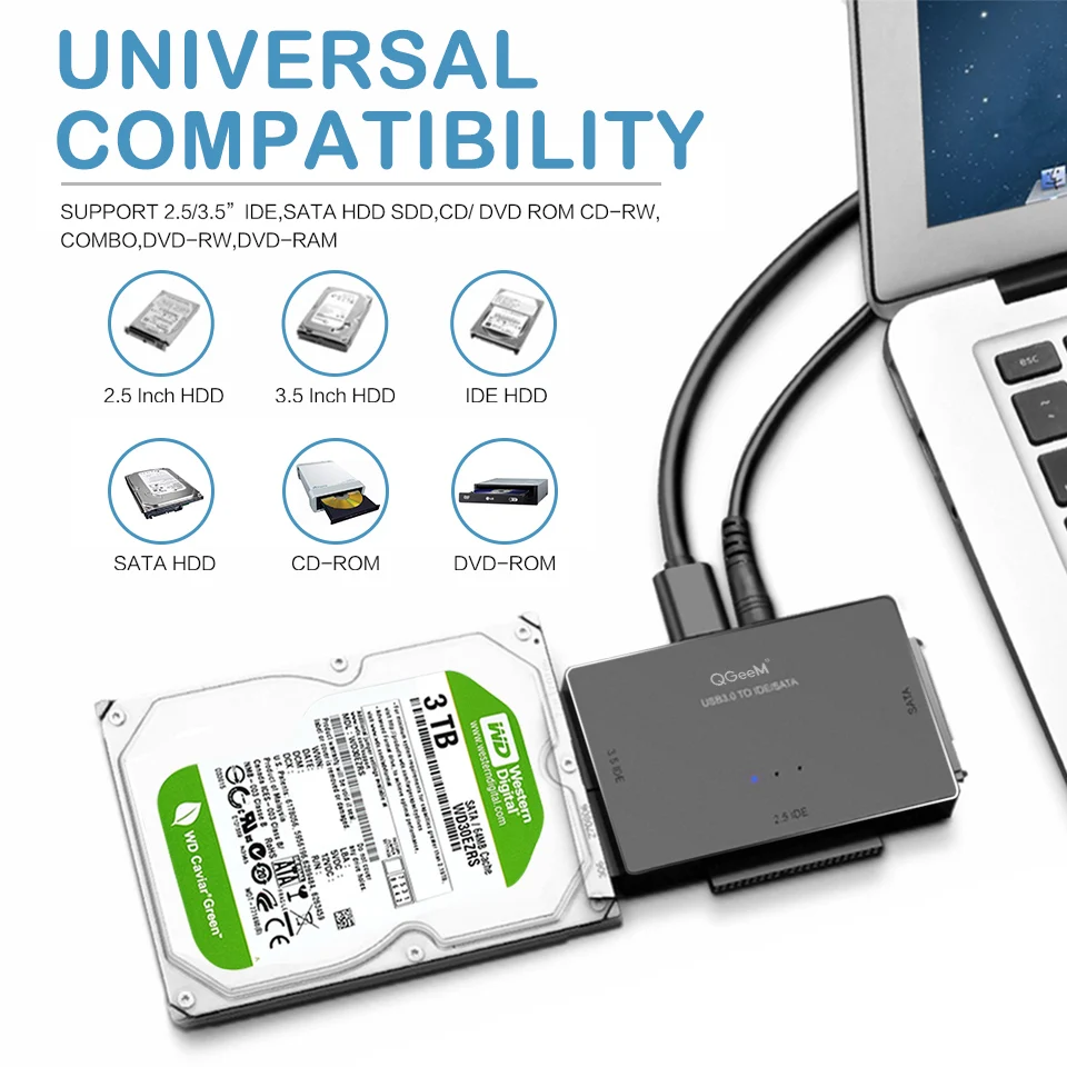 Переходник SATA USB QGeeM|Компьютерные кабели и разъемы| |