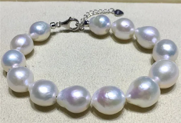 

HABITOO Natural 11-12mm White Baroque Reborn Keshi Freshwater Pearl Bracelet for Women Fashion Jewelry S925 Lobster Clasp 8inch