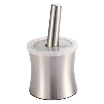 

Stainless Steel Mortar and Pestle Spice Grinder for Crushing Grinding Ergonomic Design with Anti Slip Base and Plastic Lid