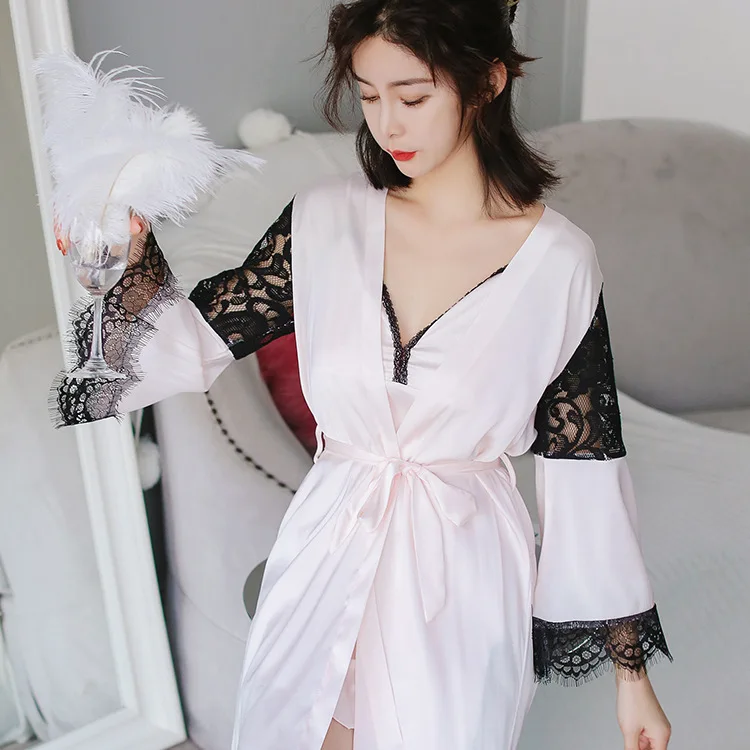 Women Night Robe Nightwear Sleepwear New Style Silk Fabric Sexy Nightdress in Cardigan Women's Robes Silk Viscose Fibre Costumes
Women Night Robe Nightwear Sleepwear New Style Silk Fabric Sexy Nightdress in Cardigan Women's Robes Silk Viscose Fibre Costumes