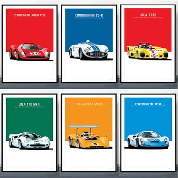 Vintage Class Racing Car Canvas Painting Modern Hypercars Posters Prints Wall Art Picture for Living Room Home Decor (No Frame)