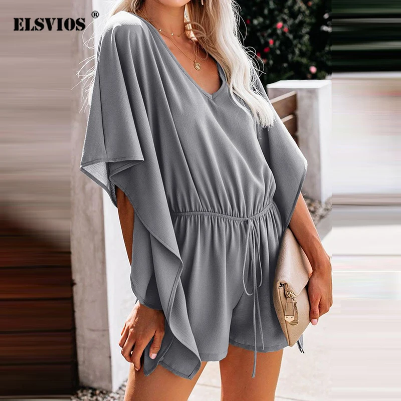 Pure Color Women Jumpsuit Summer Fashion V-Neck High Waist Lace-Up Belt Loose Casual Ladies Flared Sleeves + Straight Shorts Set
Pure Color Women Jumpsuit Summer Fashion V-Neck High Waist Lace-Up Belt Loose Casual Ladies Flared Sleeves + Straight Shorts Set