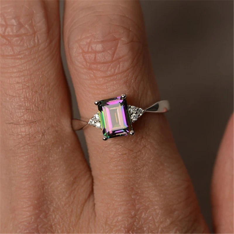 New Rainbow Color Square Zircon Rings For Women Fashion Blue Ring Jewelry Silver Wedding Rings Personality Engagement Ring Gifts
New Rainbow Color Square Zircon Rings For Women Fashion Blue Ring Jewelry Silver Wedding Rings Personality Engagement Ring Gifts