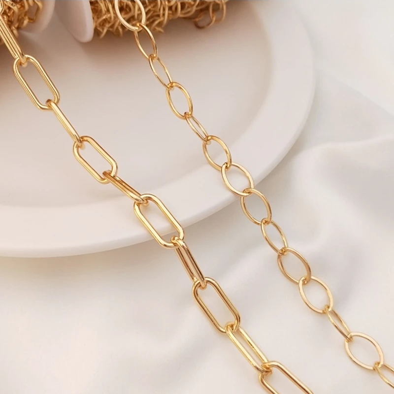 

Plated True Gold Necklace 8MM Oval Bracelet Link Chains DIY Jewelry Making Accessories Jewellery Findings