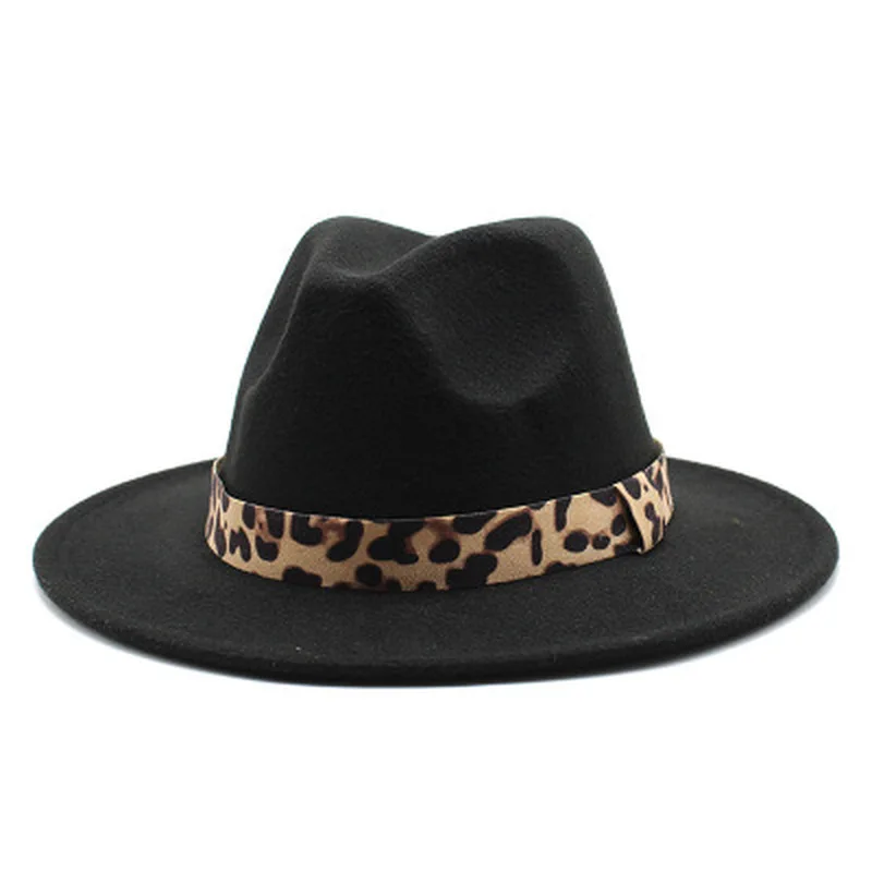 fedora hats women autumn winter leopard ribbon band belt women winter hats wide brim solid color jazz caps fascinator women hats 
fedora hats women autumn winter leopard ribbon band belt women winter hats wide brim solid color jazz caps fascinator women hats