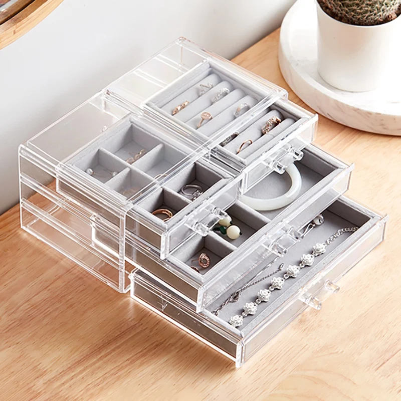 Jewelry Box 3 Drawers for Women Velvet Jewelry Storage Organizer Tray Clear Showcase for Earring Ring Necklace Bracelet
Jewelry Box 3 Drawers for Women Velvet Jewelry Storage Organizer Tray Clear Showcase for Earring Ring Necklace Bracelet