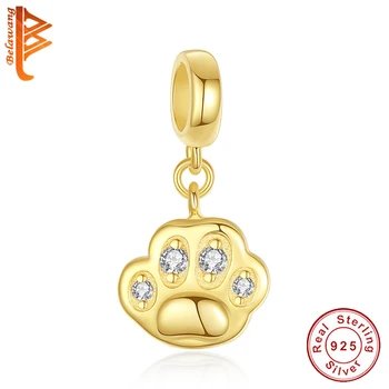 BELAWANG 100% 925 Sterling Silver Animal Footprint Pendent Fir Bracelet & Necklace Gold Color Beads For Women Jewelry Gift 
BELAWANG 100% 925 Sterling Silver Animal Footprint Pendent Fir Bracelet & Necklace Gold Color Beads For Women Jewelry Gift