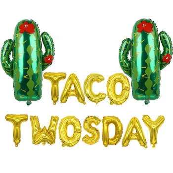 13pcs/lot 16inch Gold Silver Cactus Goblet Letter "TACO TWOSDAY" Aluminum Balloon Mexican Carnival Summer baby Party Decoration
13pcs/lot 16inch Gold Silver Cactus Goblet Letter "TACO TWOSDAY" Aluminum Balloon Mexican Carnival Summer baby Party Decoration