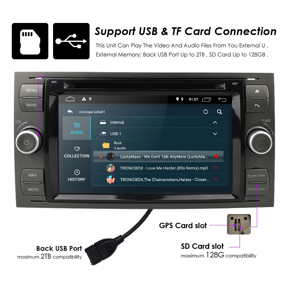 Sale IPS 2 din Android 9.0 4G 64G Car GPS For Ford Mondeo S-max Focus C-MAX Galaxy Fiesta transit Fusion Connect kuga DVD PLAYER 18