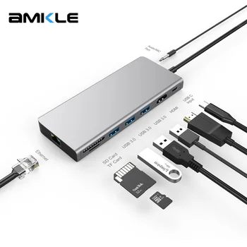 Amkle 9 in 1 Hub USB C Type C to HDMI 4K SD/TF Card Reader PD charging Gigabit Ethernet Adapter Dongle for Mac Laptop 
Amkle 9 in 1 Hub USB C Type C to HDMI 4K SD/TF Card Reader PD charging Gigabit Ethernet Adapter Dongle for Mac Laptop
