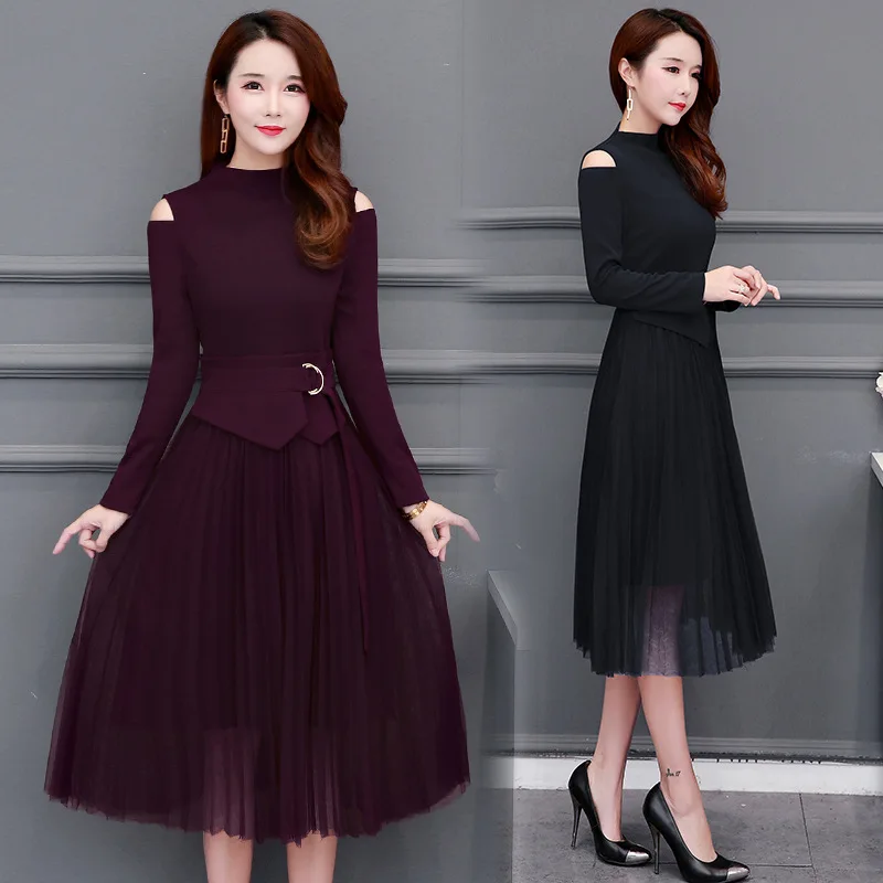 Ji Power Ya 2019 Spring New Style Korean-style Elegant off-Shoulder Long Sleeve Knitted Base Skirt Mid-length Mesh Dress Women's
Ji Power Ya 2019 Spring New Style Korean-style Elegant off-Shoulder Long Sleeve Knitted Base Skirt Mid-length Mesh Dress Women's