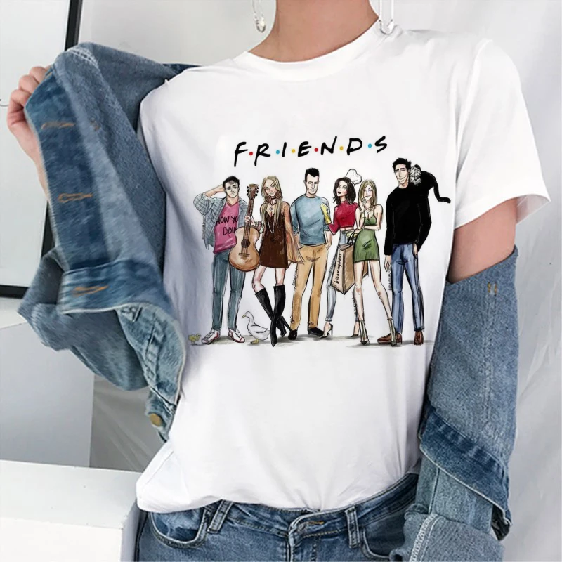 Новинка 2020 модная женская одежда Kawaii футболка для друзей Camiseta Mujer повседневный