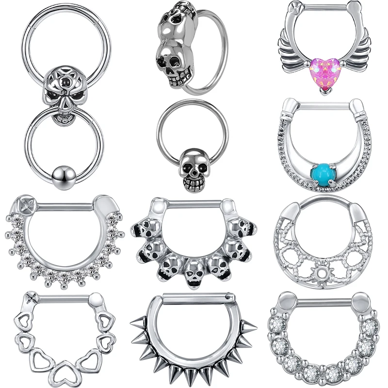 AOEDEJ 16G Skull Nose Ring Opal Heart Septum Clicker Stainless Steel Nose Piercing Jewelry Hoop Earring Zircon Tragus Earring 
AOEDEJ 16G Skull Nose Ring Opal Heart Septum Clicker Stainless Steel Nose Piercing Jewelry Hoop Earring Zircon Tragus Earring