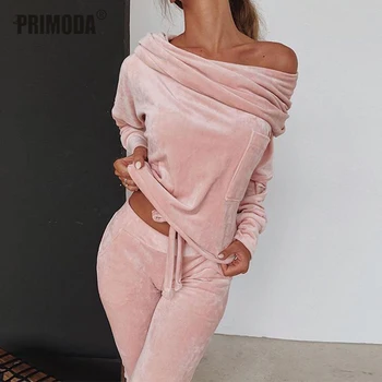 Autumn Sweatshirt Women 2 pieces Set Tracksuit One shoulder Sweatshirt Pants Sets Sport Wear Tracksuit Velvet Lounge Suit PR961G
Autumn Sweatshirt Women 2 pieces Set Tracksuit One shoulder Sweatshirt Pants Sets Sport Wear Tracksuit Velvet Lounge Suit PR961G