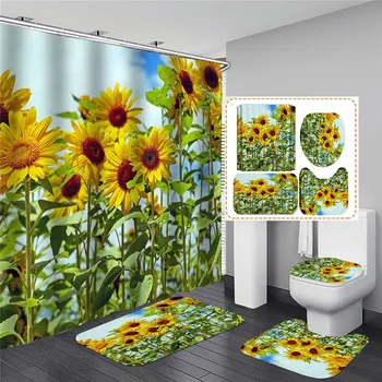 4 Pcs/Set Sunflowers Polyester Shower Curtain Anti Slip Bath Mat Carpet Toilet Cover Rug Curtains Set Bathroom Accessories
4 Pcs/Set Sunflowers Polyester Shower Curtain Anti Slip Bath Mat Carpet Toilet Cover Rug Curtains Set Bathroom Accessories