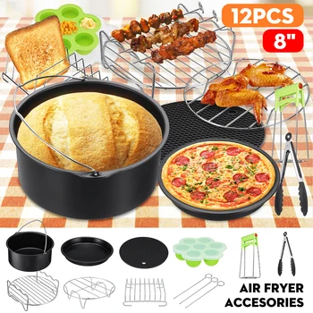 12pcs/set 8 Inches Air Fryer Accessories Home Kitchen Cooking Tools For Barbecue, Baking, Cooking Fit For 4.2-6.8QT Air Fryer
12pcs/set 8 Inches Air Fryer Accessories Home Kitchen Cooking Tools For Barbecue, Baking, Cooking Fit For 4.2-6.8QT Air Fryer