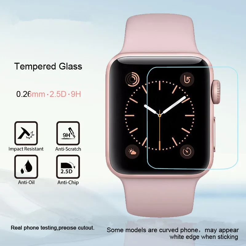 2Pcs 2.5D 9H Tempered Glass For Apple Watch Series 1 2 3 38 42 mm Screen Protector Protective Film For iwatch 40 44 mm 
2Pcs 2.5D 9H Tempered Glass For Apple Watch Series 1 2 3 38 42 mm Screen Protector Protective Film For iwatch 40 44 mm