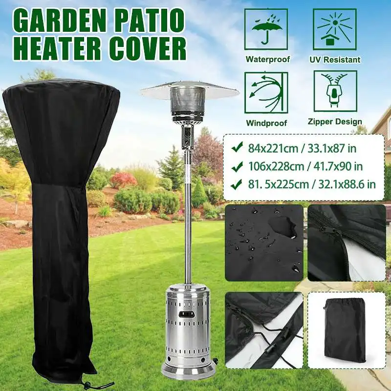 Pyramid 220//180cm Waterproof Black Patio Gas Heater Rain Cover Garden Polyester