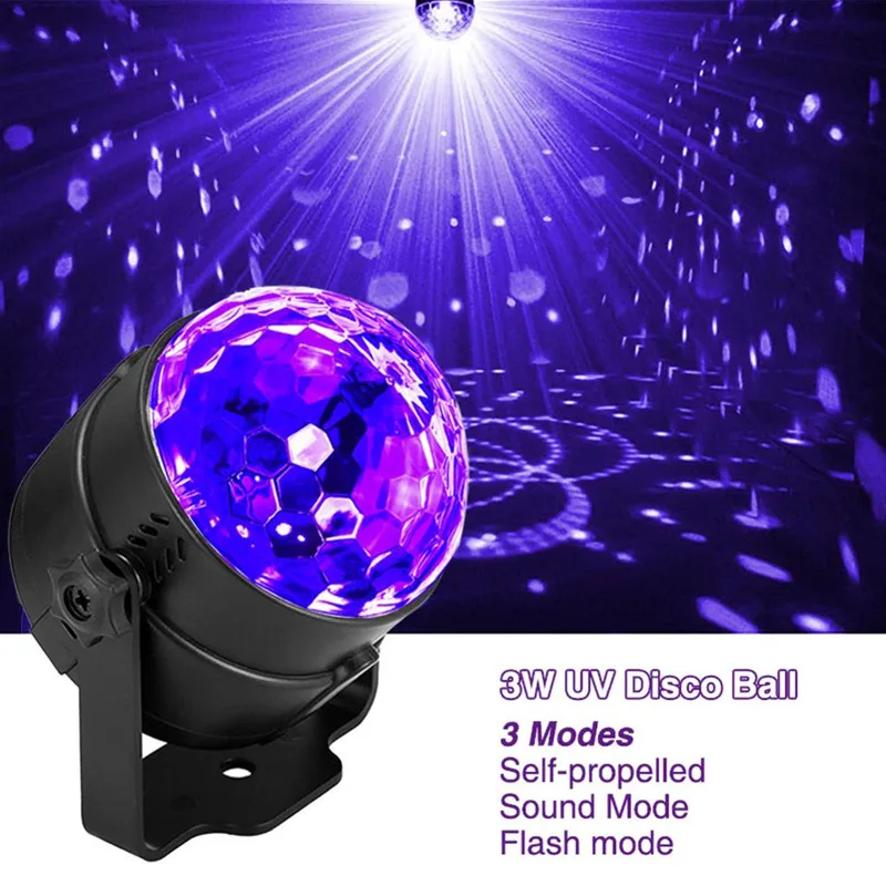 3 Вт вечерние светильник s мини диско шар RGB LED сценический УФ вращающийся