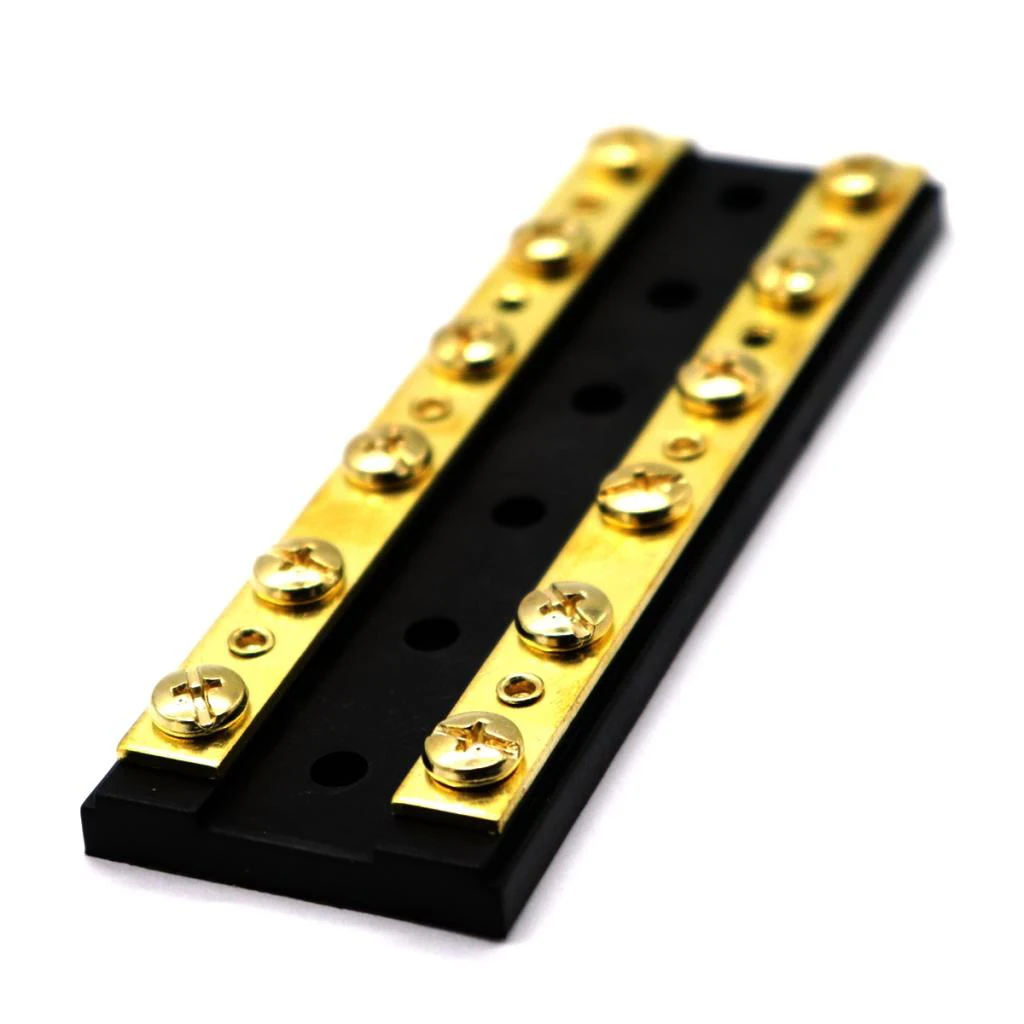 12 Circuit Terminal Block Brass Bus Bar 8-32 Screws - Positive and Negative Power Distribution Block for Marine Boats 12 Circuit Terminal Block Brass Bus Bar 8-32 Screws - Positive and Negative Power Distribution Block for Marine Boats