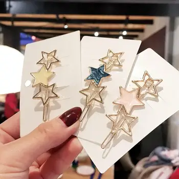 

1 Pcs Temperament Side Hair Clip Five-pointed Star Round Clip Bangs Clip Broken Hair Clips Sweet Wild Hairpins Tiara Hair Tools