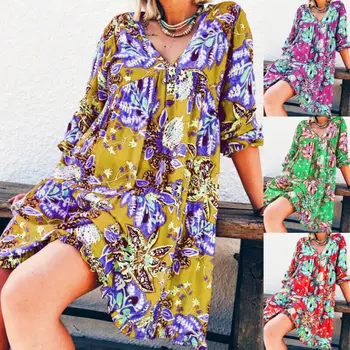 Women's Boho Floral Short Maxi Dress Evening Party Beach Dresses Summer Sundress
Women's Boho Floral Short Maxi Dress Evening Party Beach Dresses Summer Sundress