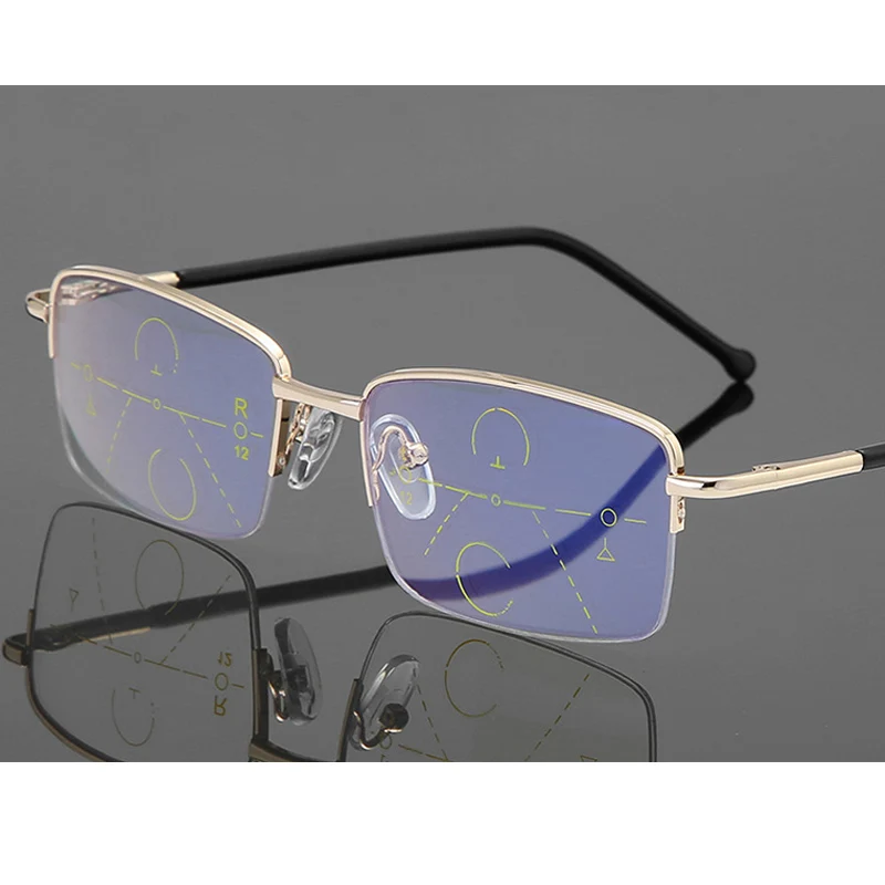Progressive Titanium Half frame Multifocal Reading Glasses Anti Light Blue Transition Myopia Hyperopia Presbyopia BJ1003-1
Progressive Titanium Half frame Multifocal Reading Glasses Anti Light Blue Transition Myopia Hyperopia Presbyopia BJ1003-1