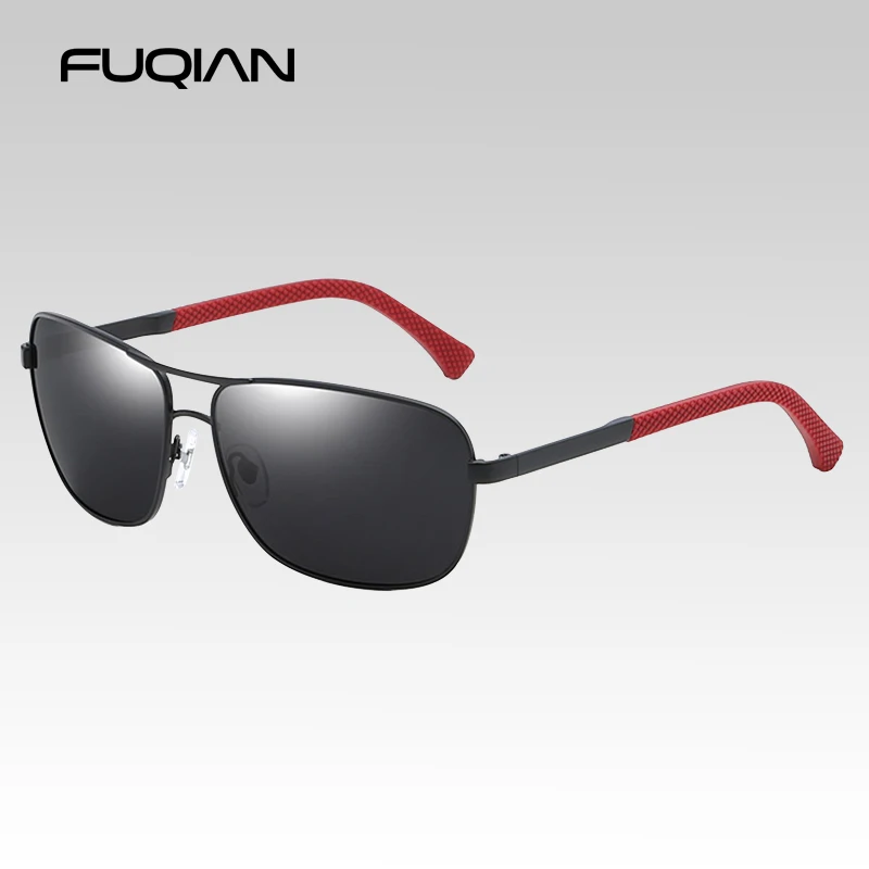 Фото FUQIAN Brand Design Light Weight TR90 Men Polarized Sunglass Vintage Metal Frame Driving Sun Glasses Mirror Blue Eyewear | Аксессуары