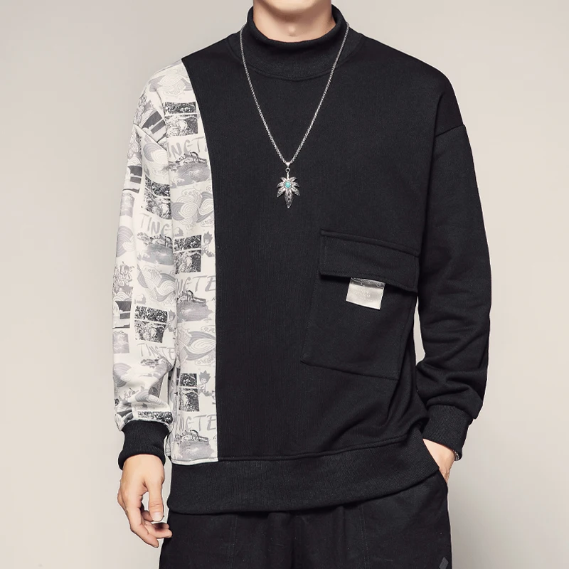 Mens Contrast Color Turtleneck Sweatshirt for Men Designer Original Plus Size Pullover with Pocket Oversized Harajuku Streetwear
Mens Contrast Color Turtleneck Sweatshirt for Men Designer Original Plus Size Pullover with Pocket Oversized Harajuku Streetwear