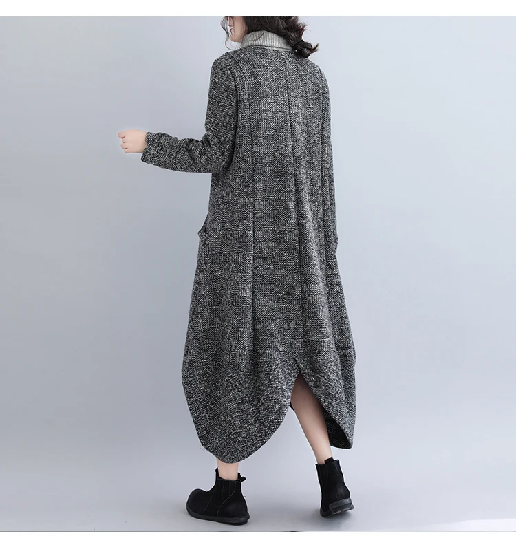Autumn Winter Women Dress Plus Size Elegant Outwear Coat Long Maxi Dresses For Women Irregular Warm Coat Dress Vestidos 2019 9